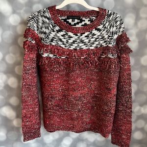 Sanctuary Anthropologie womens rust fringe sweater. Size small.